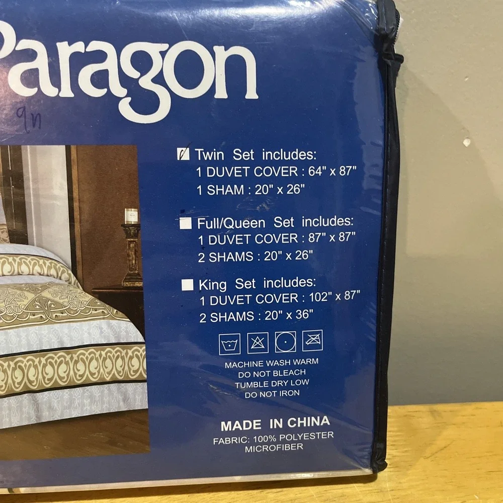 The Paragon NIB Vintage Eternity‎ Knot Hieroglyphics Twin Duvet Set Microfiber